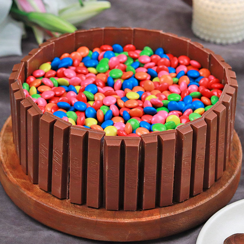 Eggless Kitkat and Gems Cake Online