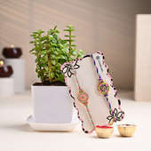 Jade Plant With Vibrant Rakhis