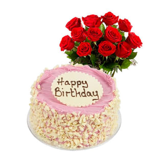 Birthday Roses N Cake Combo