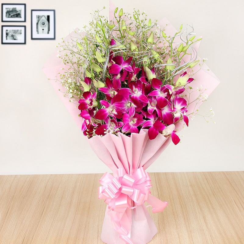 Bunch of 6 Orchids - 1st Gift of Cuddly Choco Odyssey
