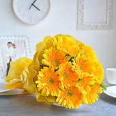 Sunshine Gerberas For Celebration: Bouquet of 10 yellow gerberas