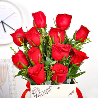 Buy Swirling Red Rose Flower Box - Close view