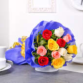 Buy Mixed Roses Flower Bouquet Online