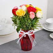Buy Mixed Flower Roses in a Vase Online
