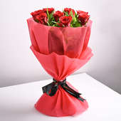 Bunch of 10 Red Roses Bouquet 2 hr Delivery