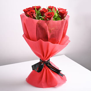 Bunch of 10 Red Roses Bouquet