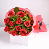 Classic 10 Red Roses Bouquet