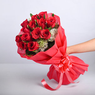 Forever 12 Red Rose Bunch for today delivery