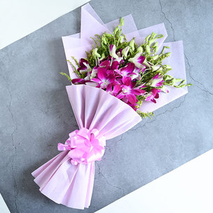 Purple Orchid Flower Bouquet Online Delivery