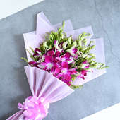 Purple Orchid Flower Online Delivery - Full Bouquet View