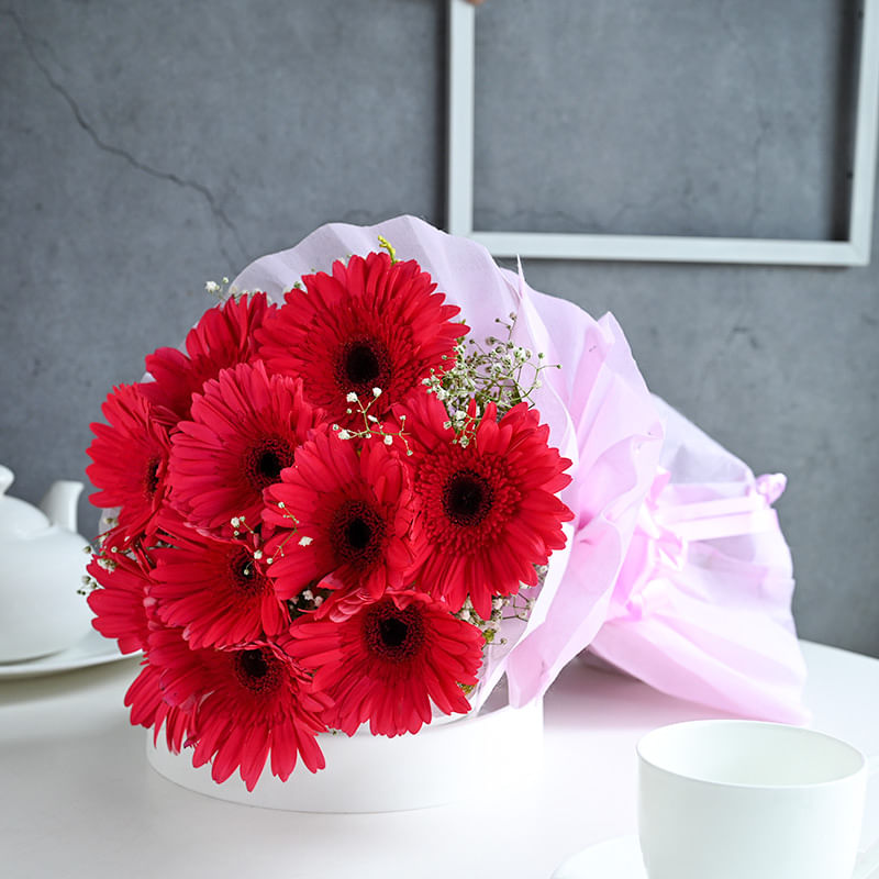 Mystical Blooming Affection - Bouquet of 10 radiant Pink Gerberas