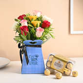 Exquisite Roses And Chocolates Combo For Dad