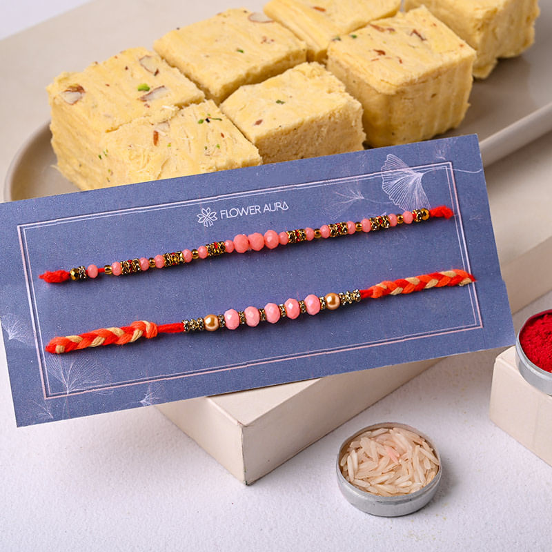 SoanPapdi With Colorful Beads Rakhis