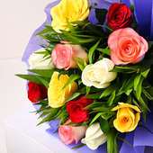Mixed Roses Flower Bouquet Close View