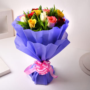 Mixed Roses Flower Bouquet side View