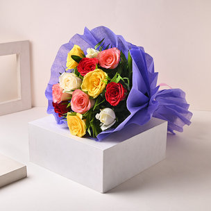 Buy Mixed Roses Flower Bouquet Online