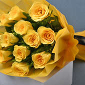 Sunny Yellow Rose Bouquet Close View