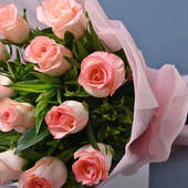 Send Dozen Pink Roses Bouquet Online