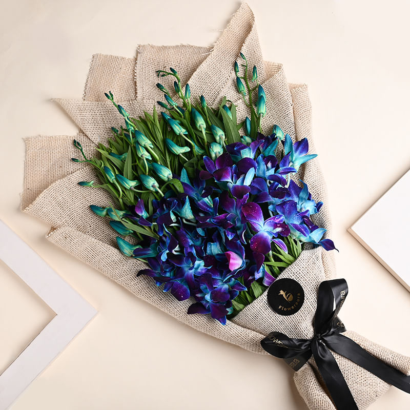 Blue 6 Orchid Jute Bouquet