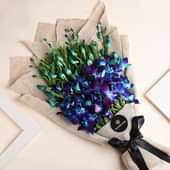 Blue 6 Orchid Jute Bouquet