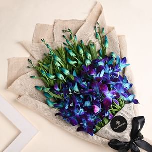 Blue Vanda Orchid Jute Flower Bouquet 