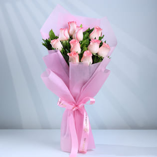 Bunch Of 10 Pink Roses