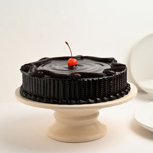 Side View of Artistic Chocolate Pleasure Cake