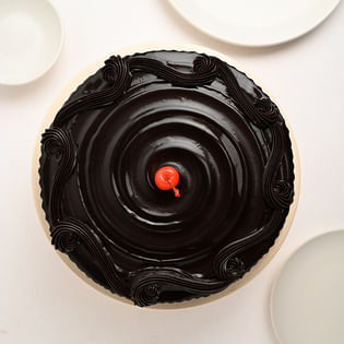 Top View of Artistic Chocolate Pleasure Cake