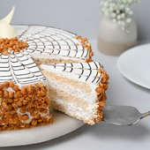 Eggless Divine Butterscotch Cake - Side Sliced View