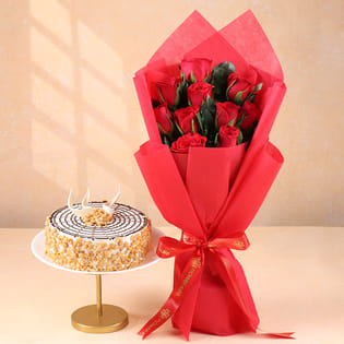 Combo of Roses N Butterscotch Cake