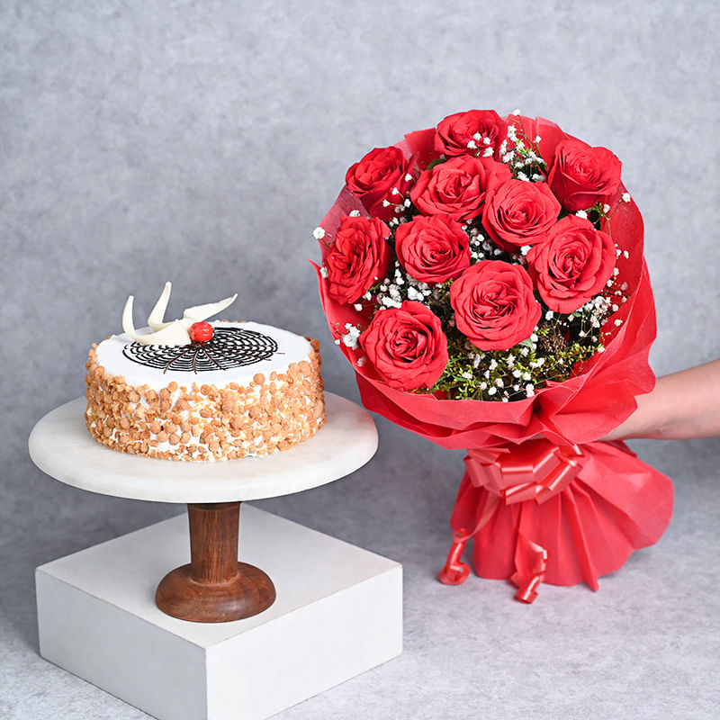 Combo of Roses N Butterscotch Cake