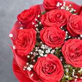 10 Red Roses Flower Bouquet 