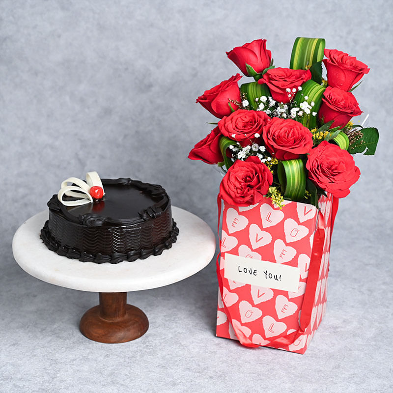 Chocolate Truffle Cake with Roses 