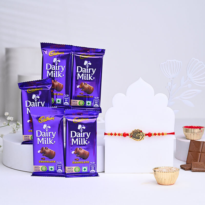 Rakhi With Five Cadbury Chocolates