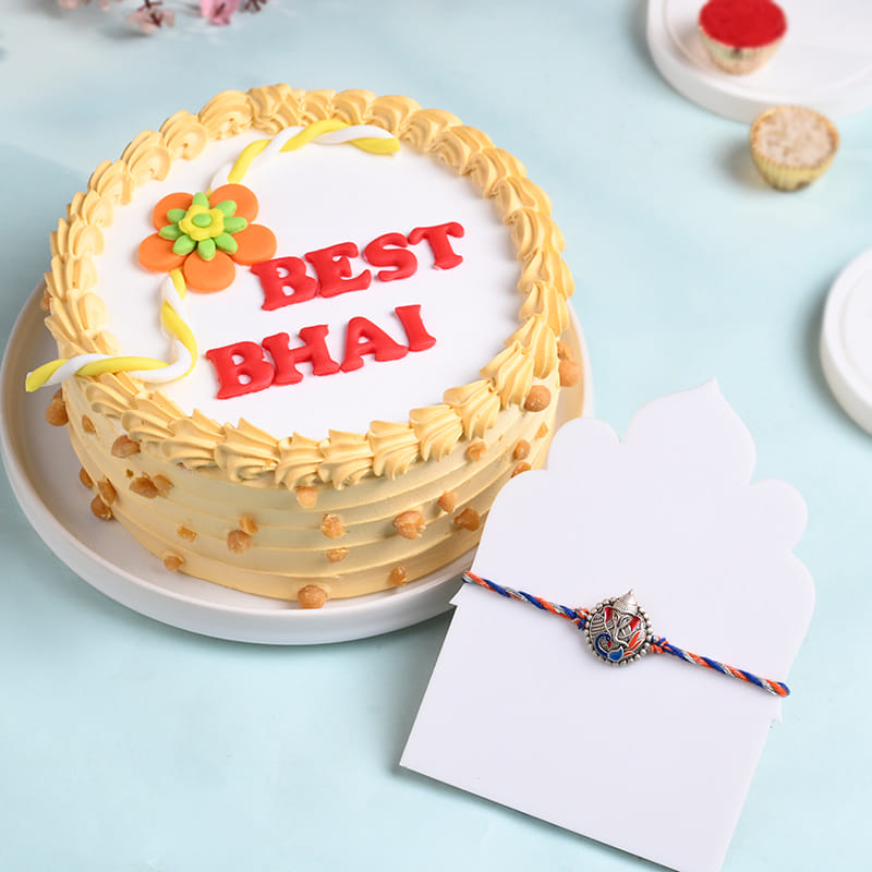 Butterscotch Cake N Ganesha Dial Rakhi