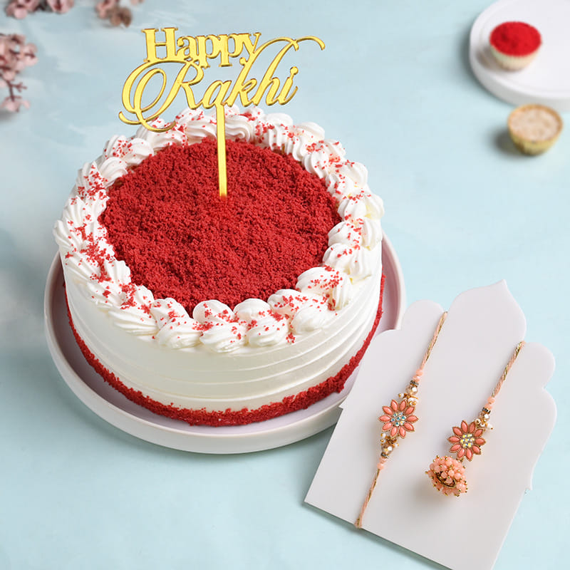Bhaiya Bhabhi Rakhi Set With Red Velvet Cake