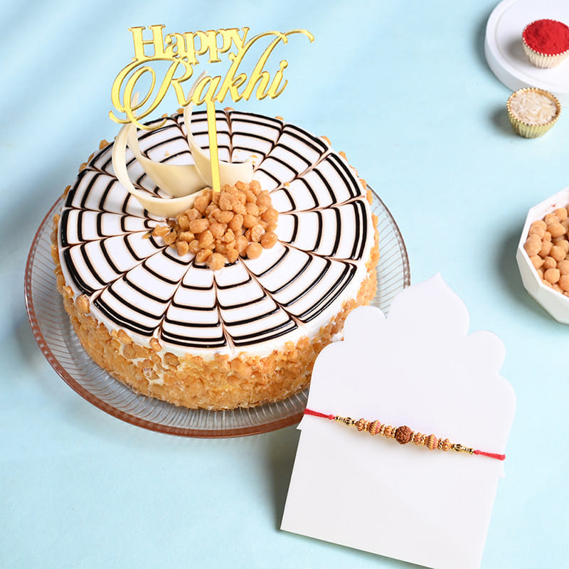 Rudraksha Rakhi With Butterscotch Cake