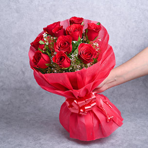 Buy Forever 12 Red Rose Bunch: Rose Day Gift