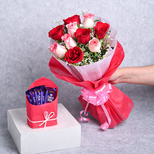Buy Pink N Red Rose Chocolate Combo Online
