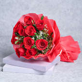 Classic 10 Red Roses Bouquet Online Delivery