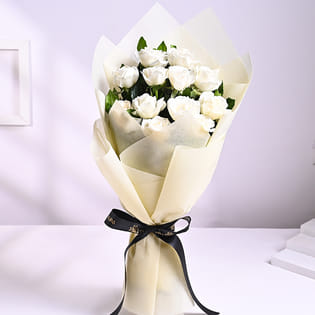 Peaceful White Roses Bouquet