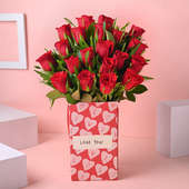 Heartfelt Romance: Bouquet of 18 Radiant Red Roses