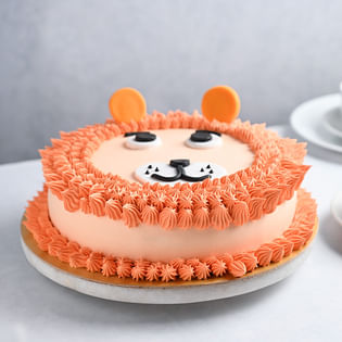 Side View of Cute Lion Face Cream Delight