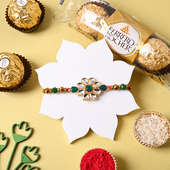 Single Elegant Rakhi with Ferroro Rocher Chocolates