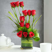 Buy Long Stem Red Rose Vase Online