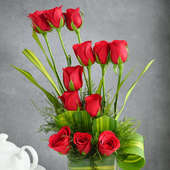 Long Stem Red Rose Vase Online Delivery