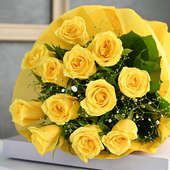 Vibrant Yellow Rose Flower Bouquet Online Delivery