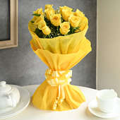 Buy Vibrant Yellow Rose Flower Bouquet