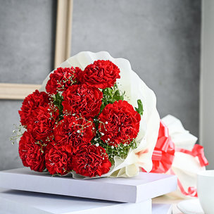 Buy Red Carnation Flower Bouquet Online