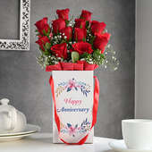 Red Rose Anniversary Flower Box Online Delivery